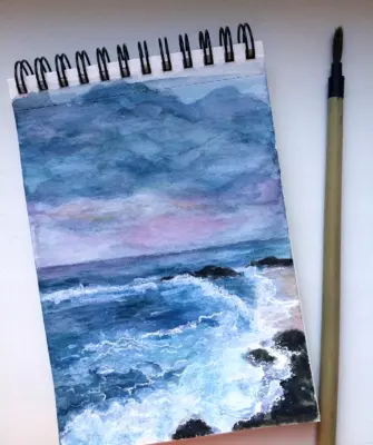Море цветными карандашами
