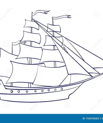 Нарисованный корабль с тенями и прочим