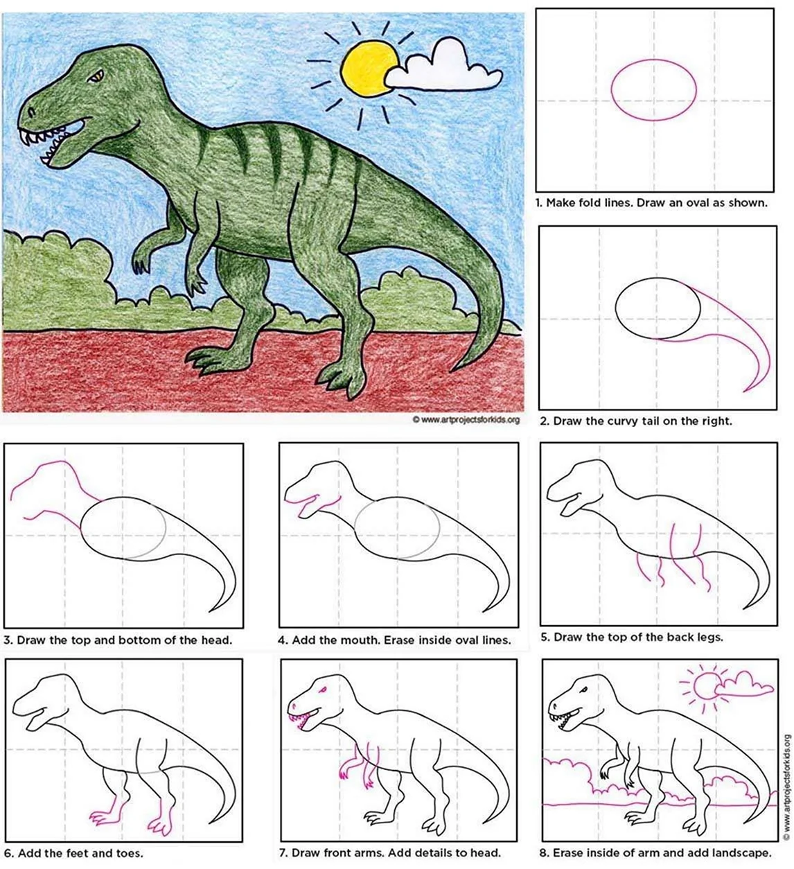 Рисунок динозавра карандашом для срисовки - 55 фото
