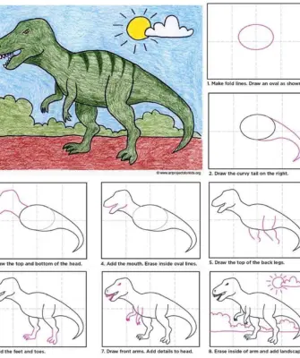 Нарисовать динозавра для детей поэтапно