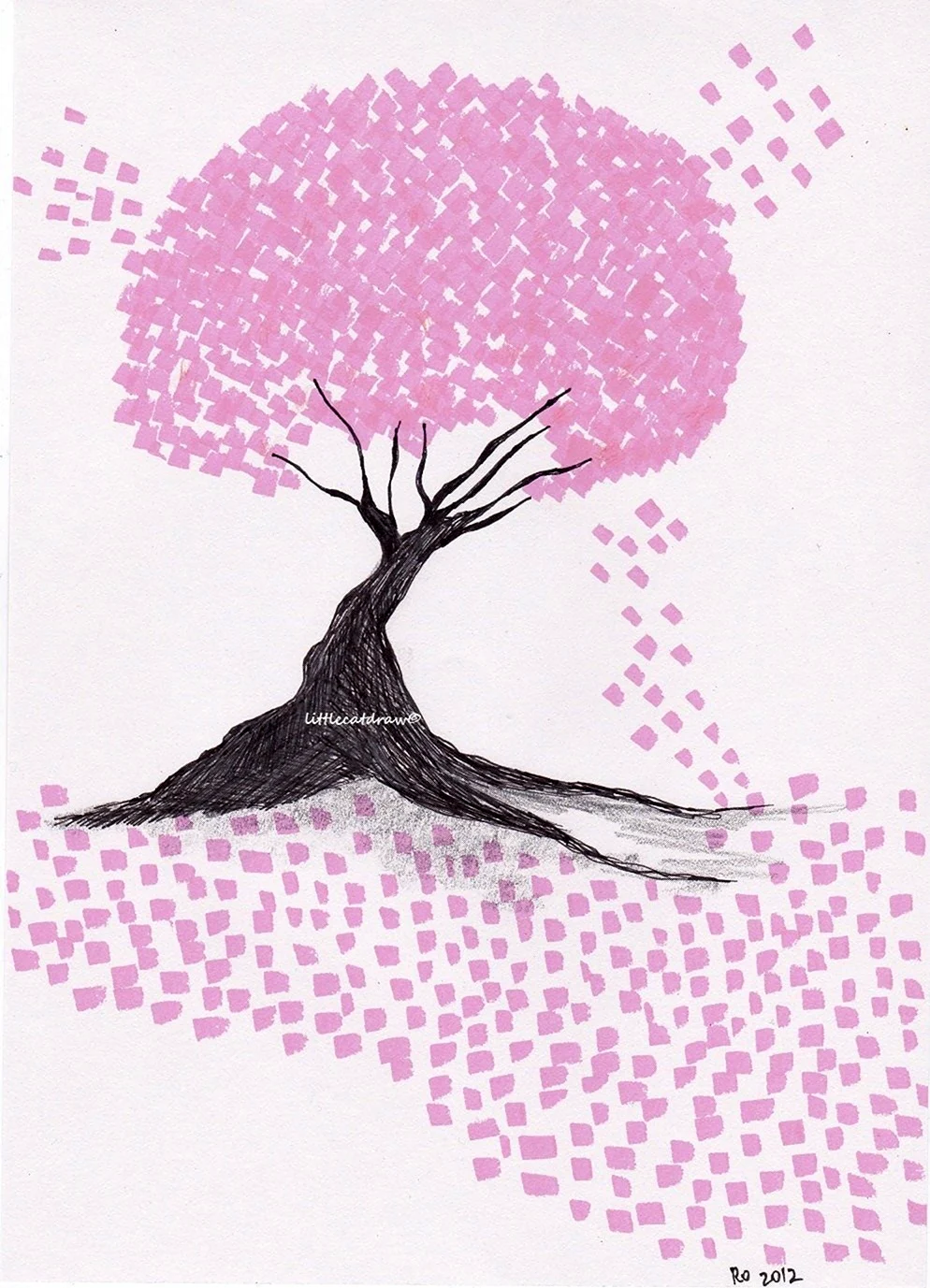 Поэтапное рисование дерева Сакуры