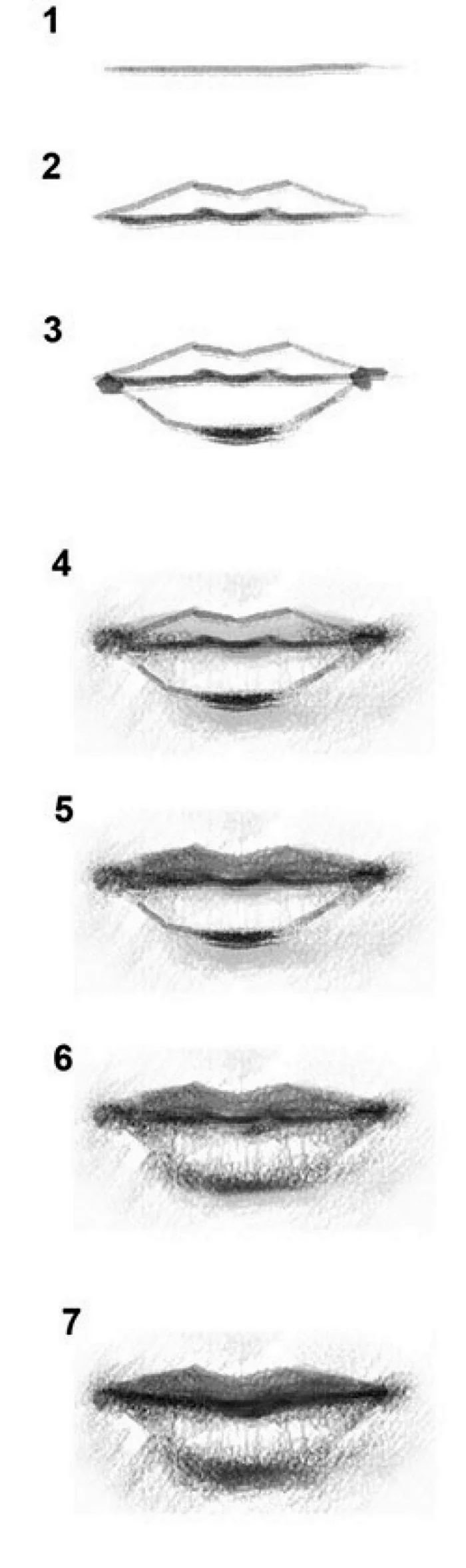 Поэтапное рисование губ