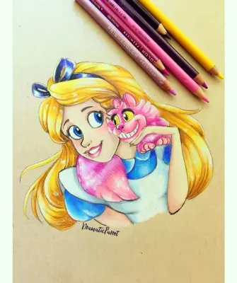 Принцессы цветными карандашами