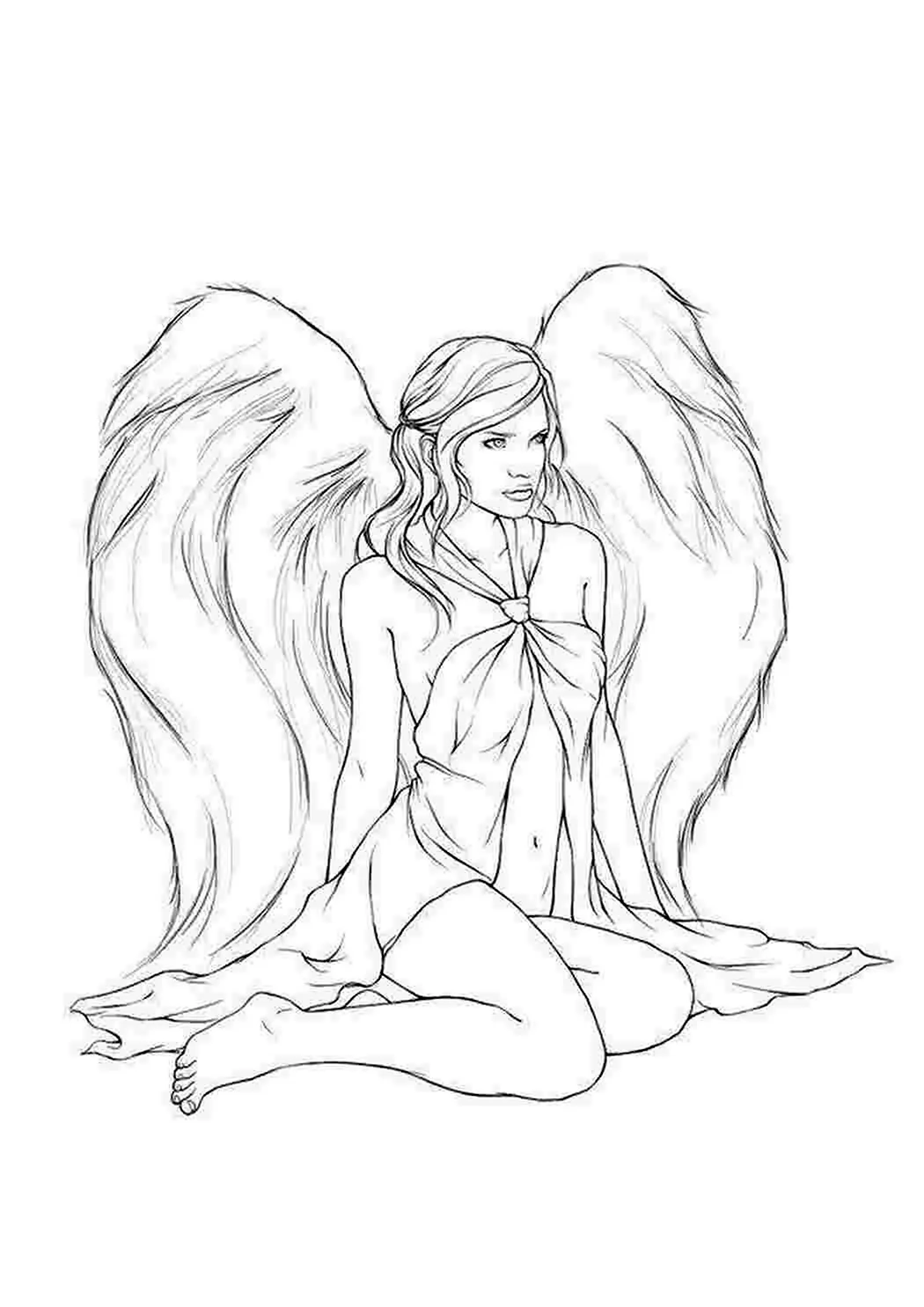 Раскраска девушка ангел