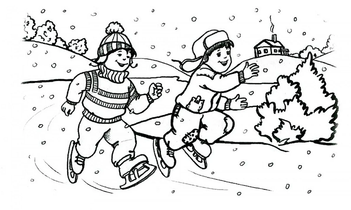 Раскраски зимние забавы 🎨 распечатать бесплатно для детей