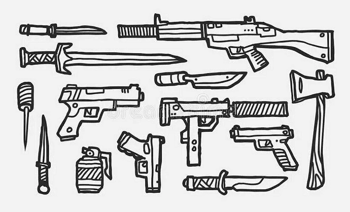 Нарисовать оружие карандашом легко и красиво