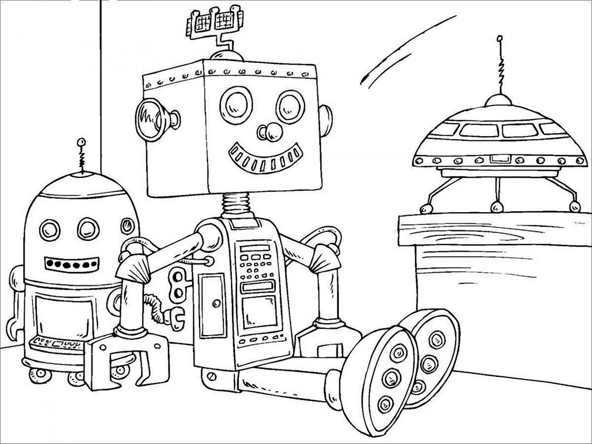 Роботы-помощники. Раскраска для мальчиков