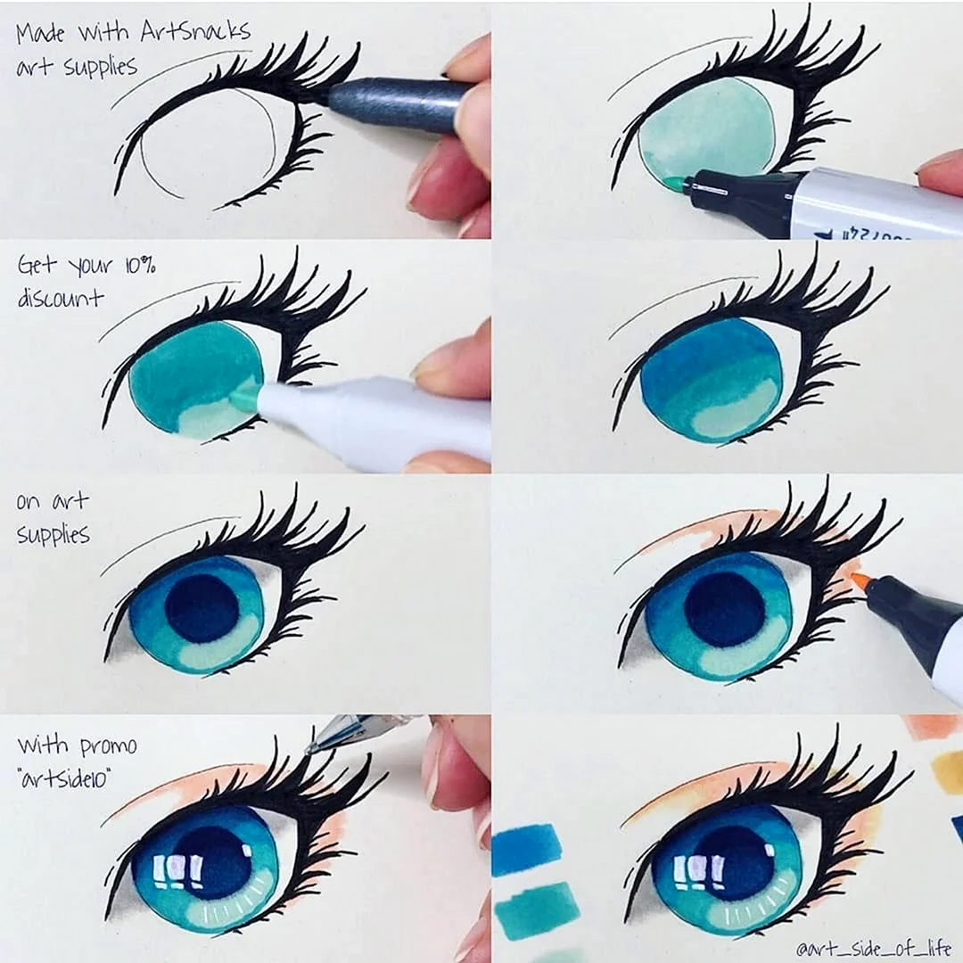 Рисование маркерами глаза