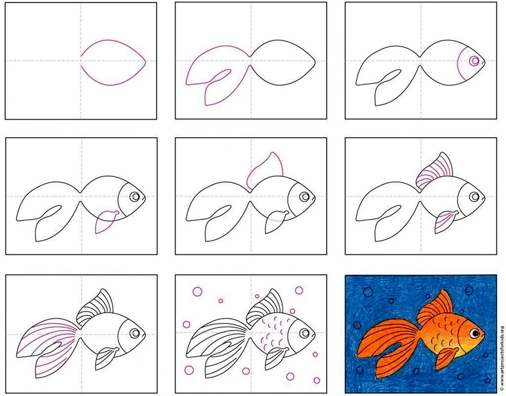 Рисование 2 урок. Рисование Золотая рыбка старшая группа. Поэтапное рисование рыбы для детей. Рисование рыбы в подготовительной группе. Поэтапное рисование рыбки.