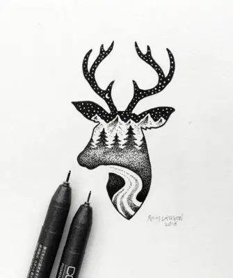Рисунки чёрной ручкой
