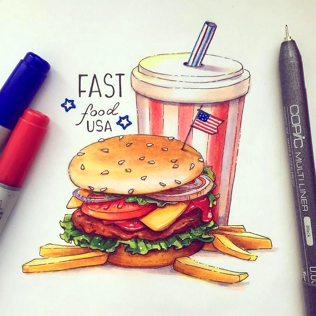 Рисунки для срисовки еда