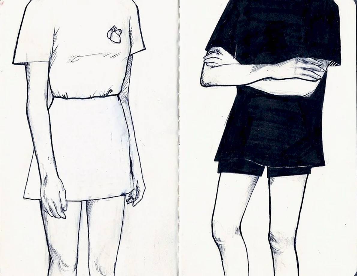 Рисунки для срисовки тела с одеждой