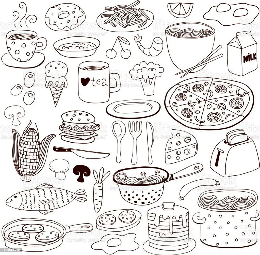 Рисунки еда сложные