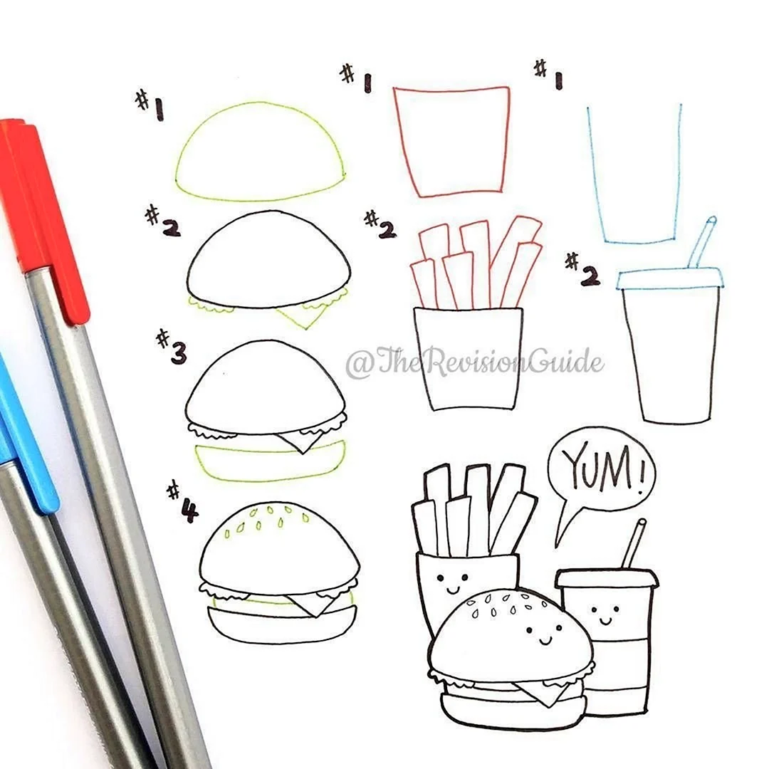 Рисунки еды карандашом для начинающих