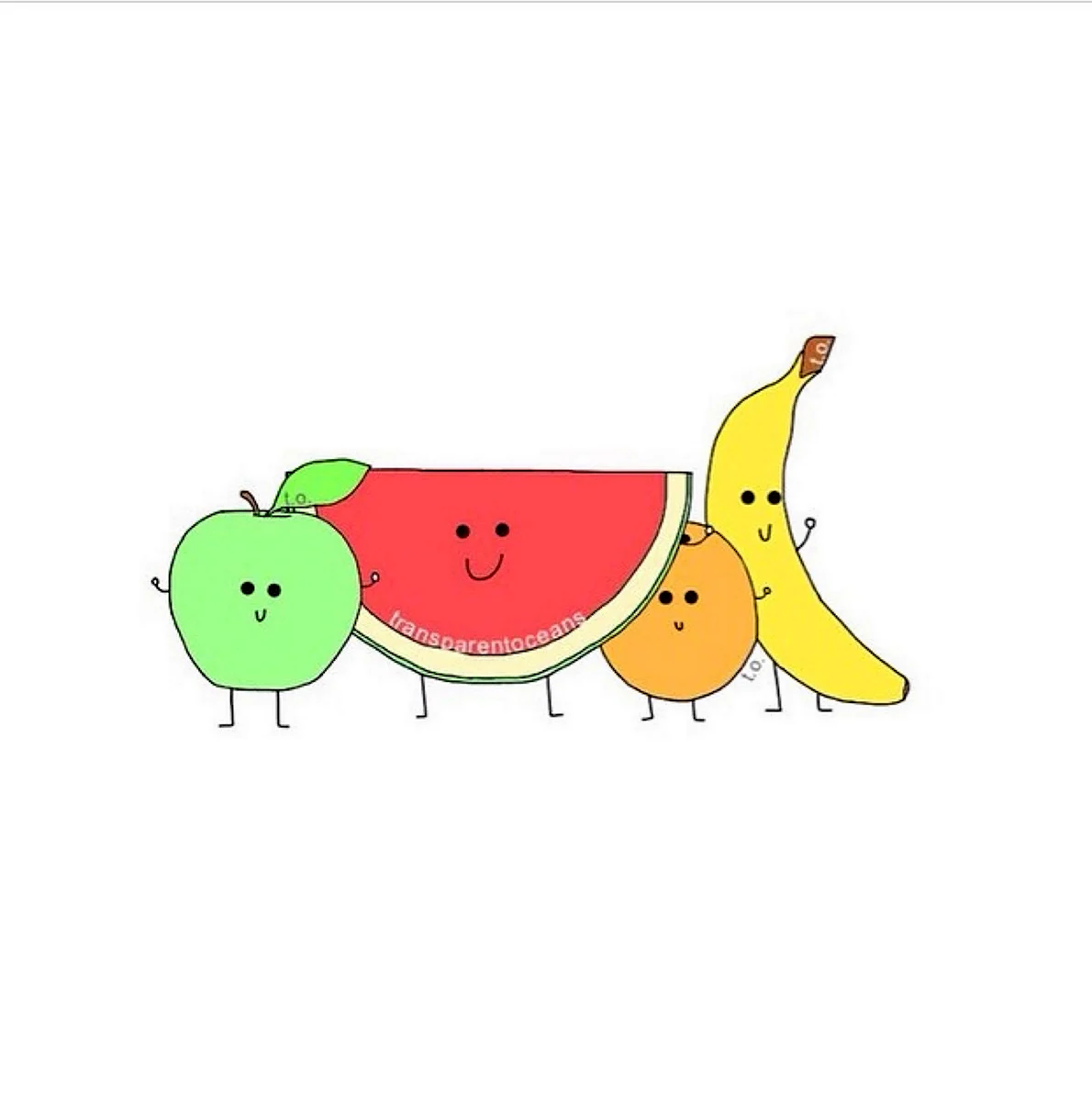 Рисунки лёгкие и милые еда и фрукты
