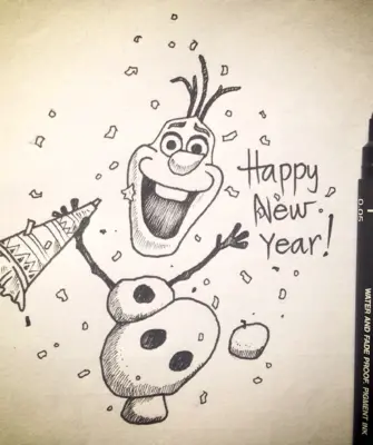 Рисунки на новый год в скетчбуке