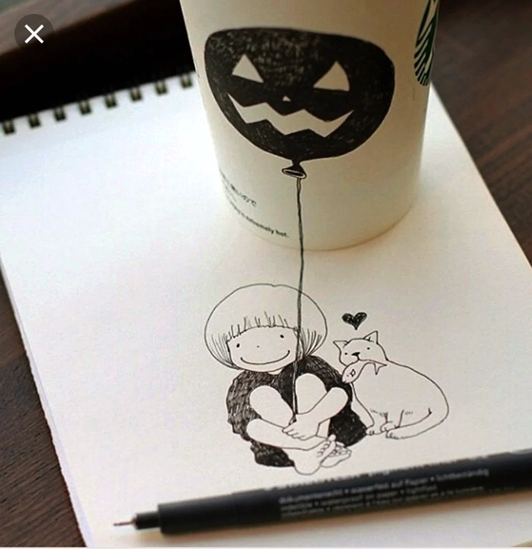 Рисунок на стаканчике кофе маркером