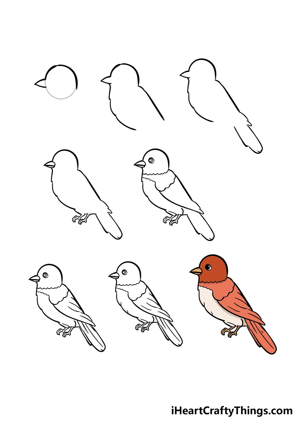 Рисунок птички поэтапно фигуры