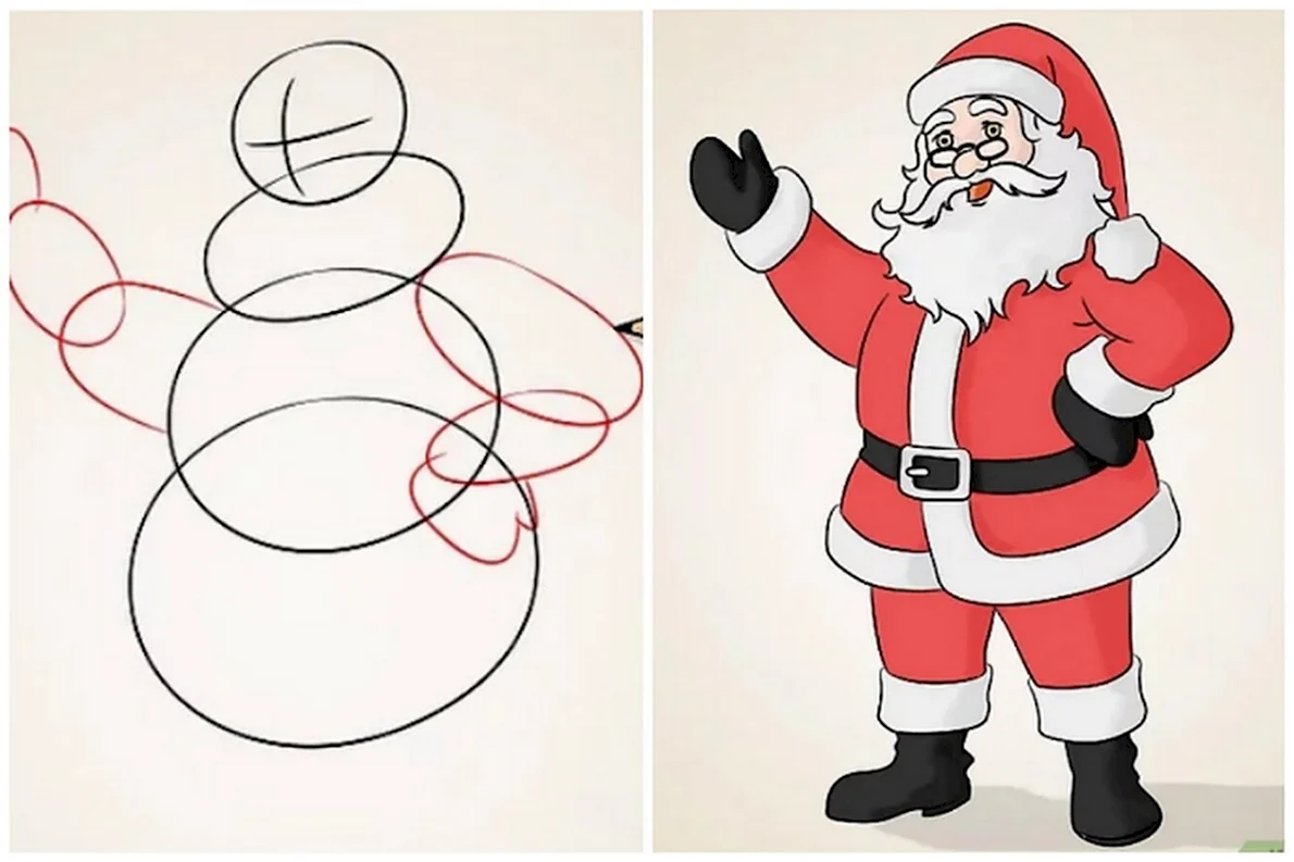 Санта Клаус рисунок легкий