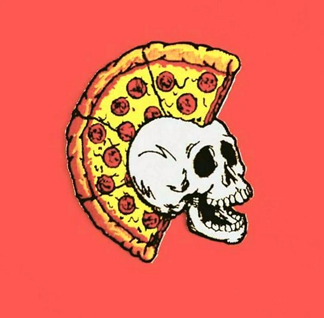 Скелет с пиццей