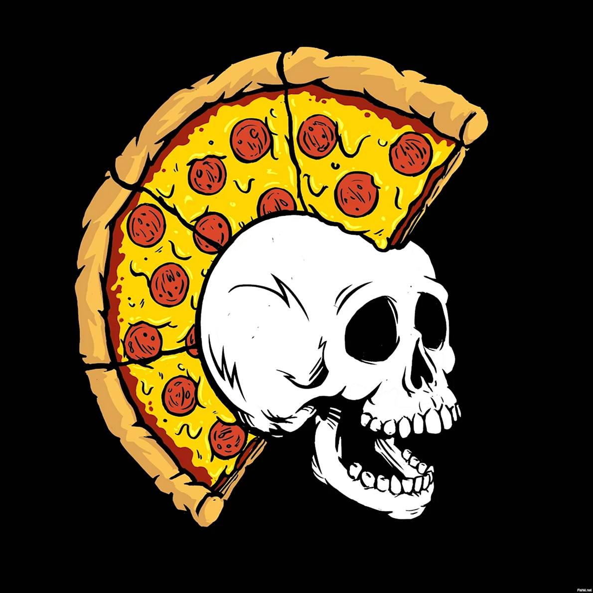 Скелет с пиццей