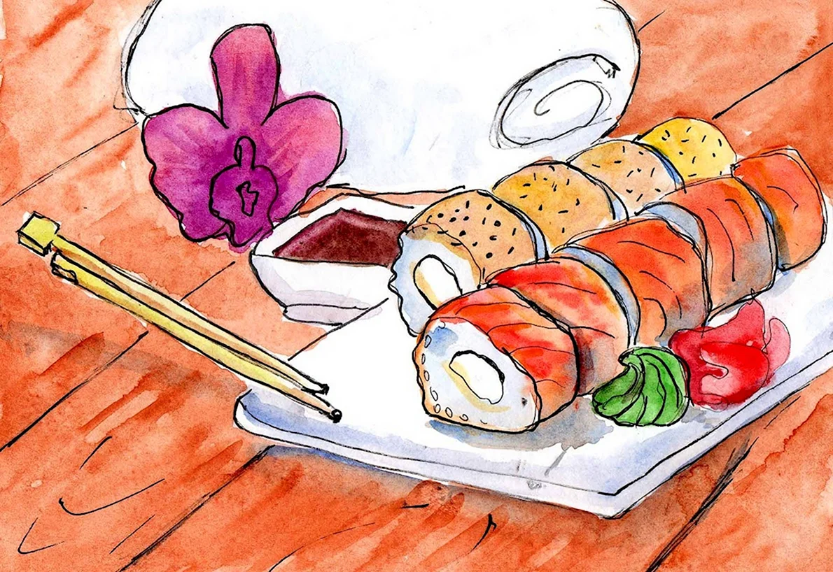 Скетч суши роллы
