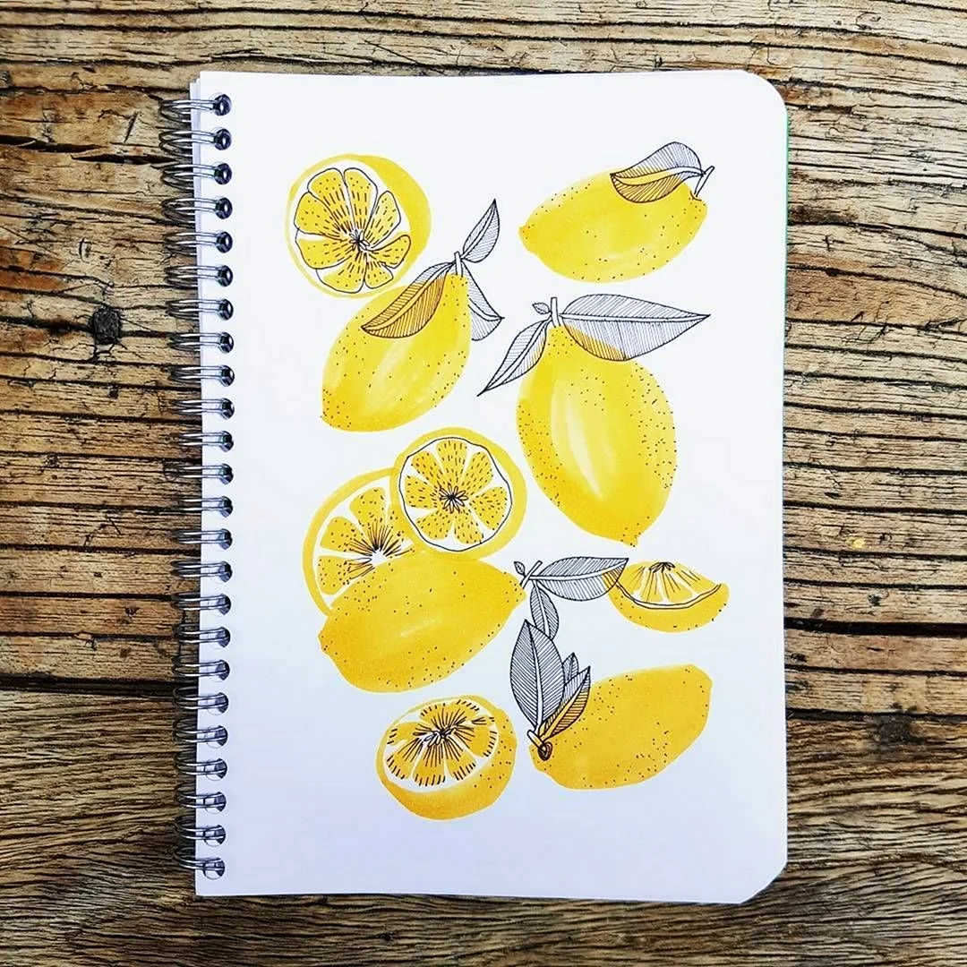 Скетчинг акварелью лимоны