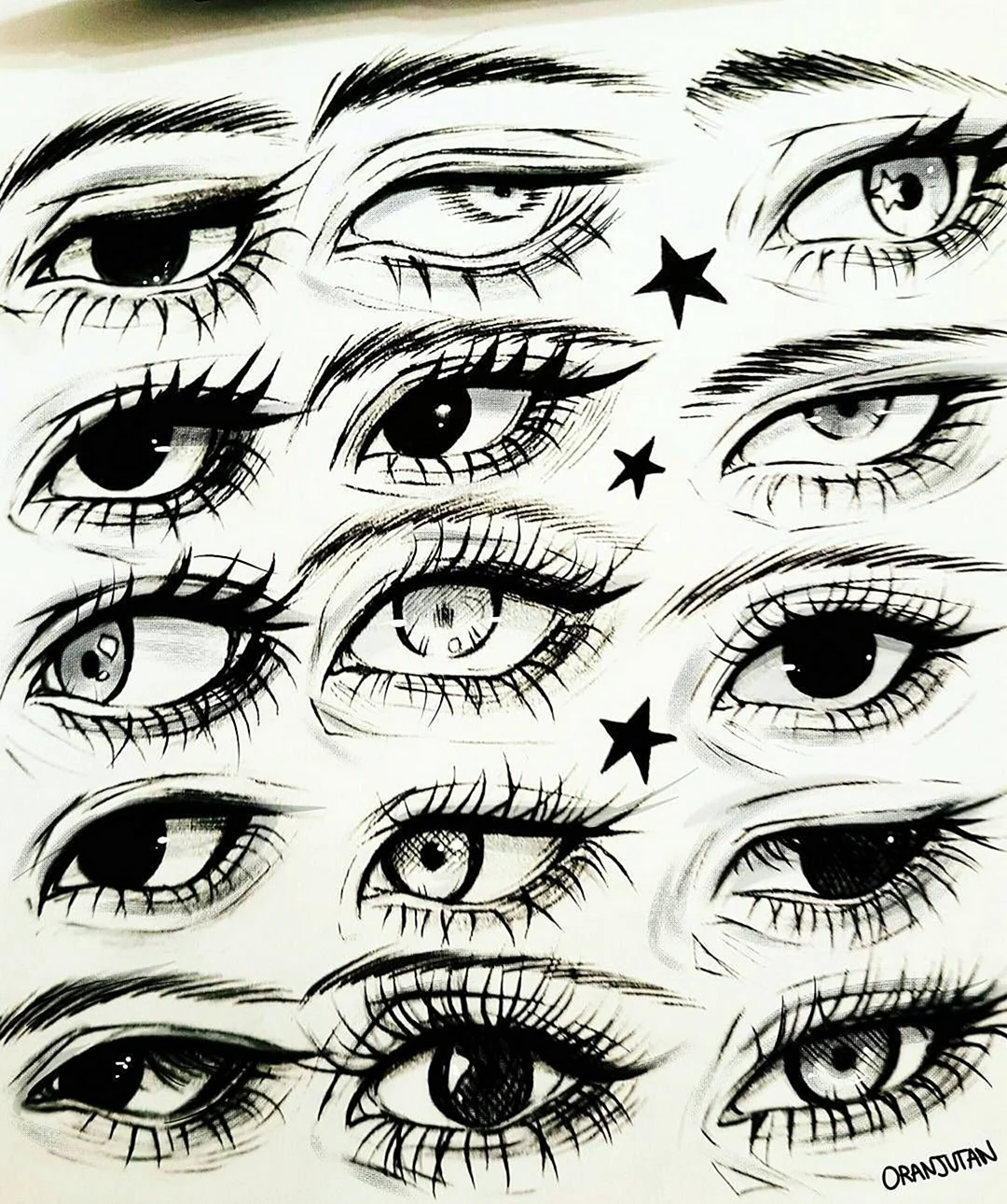 Стилизованные глаза карандашом