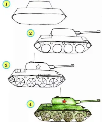 Танк т-34 рисунок для детей