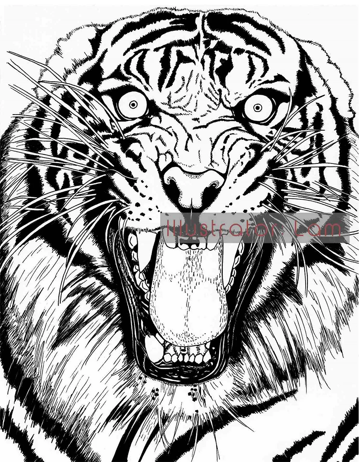 Татуировка рычащий тигр
