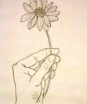 Цветок в руке карандашом