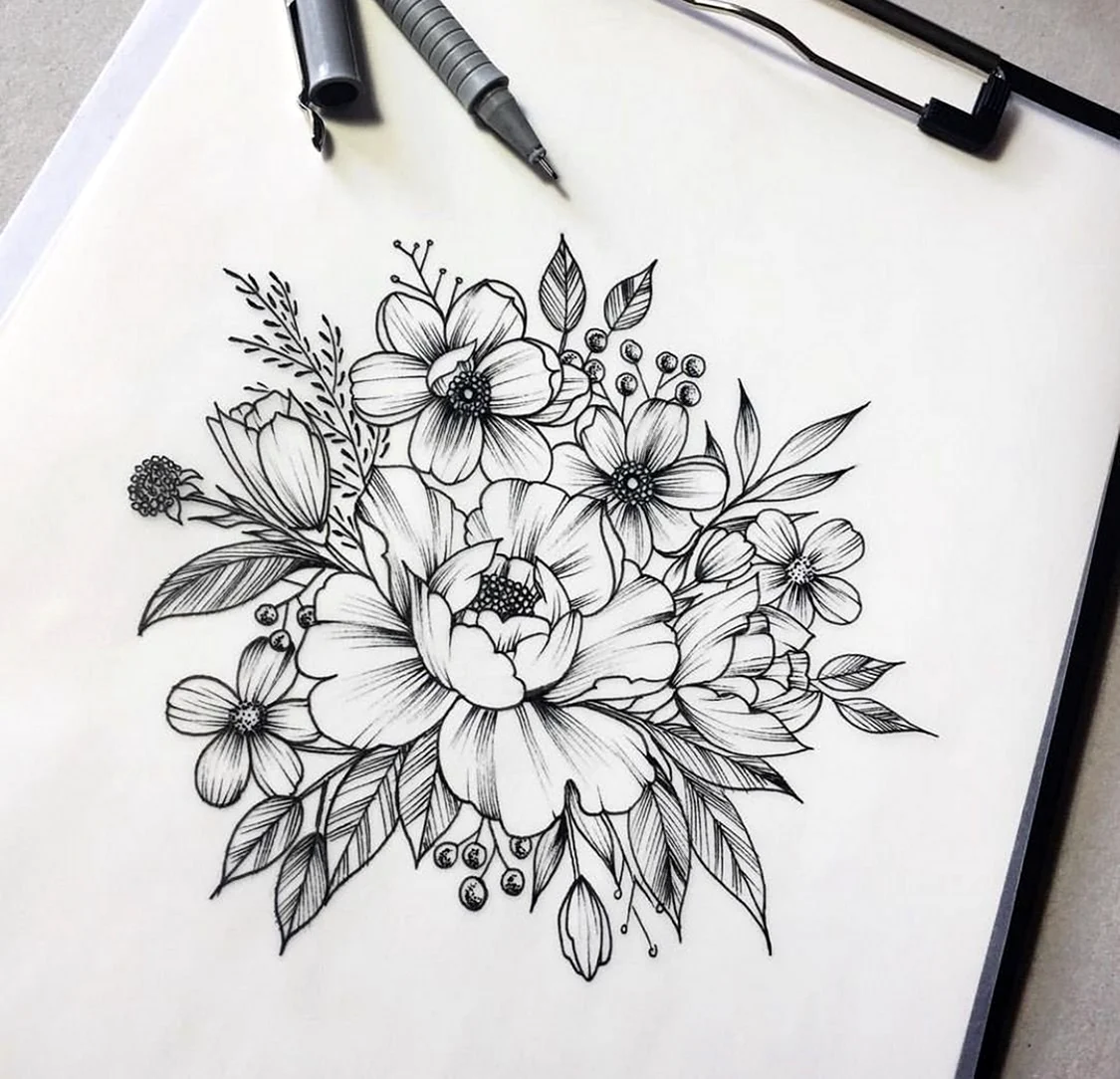 Цветок рисунок карандашом легкий