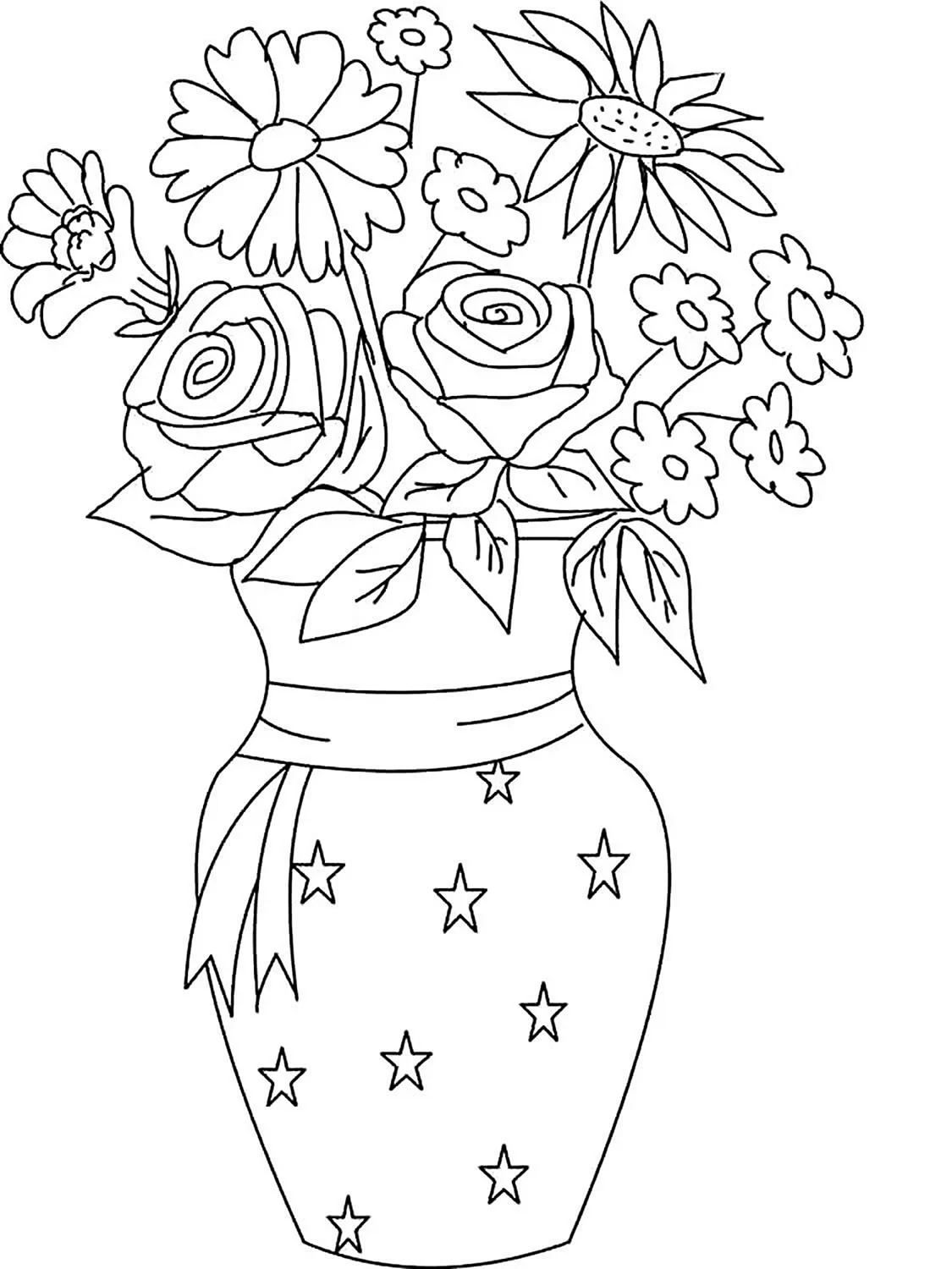 Рисунок корзина с цветами