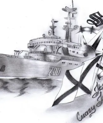 Военный корабль рисунок для детей