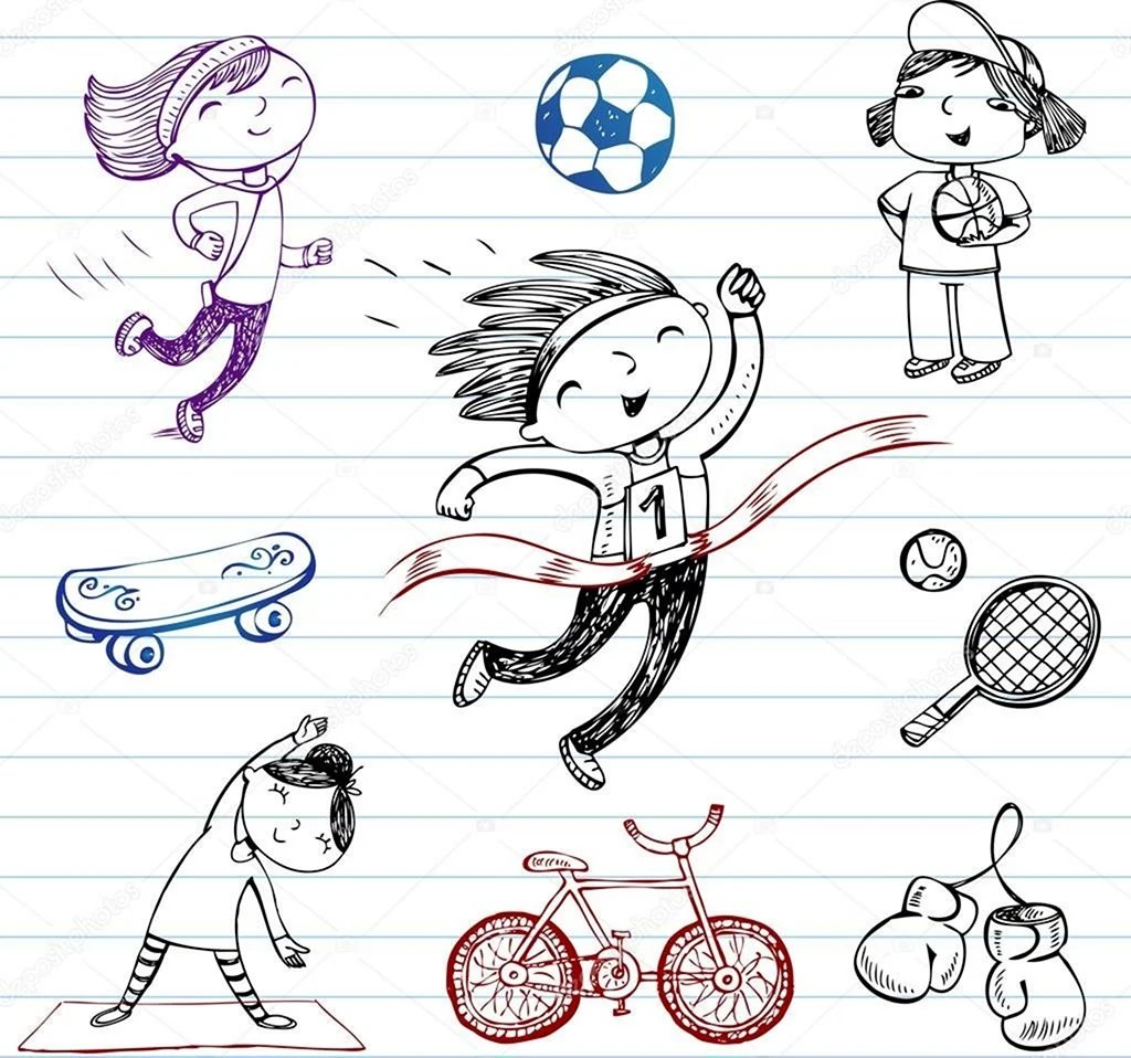 Рисунки для срисовки про спорт (34 шт)