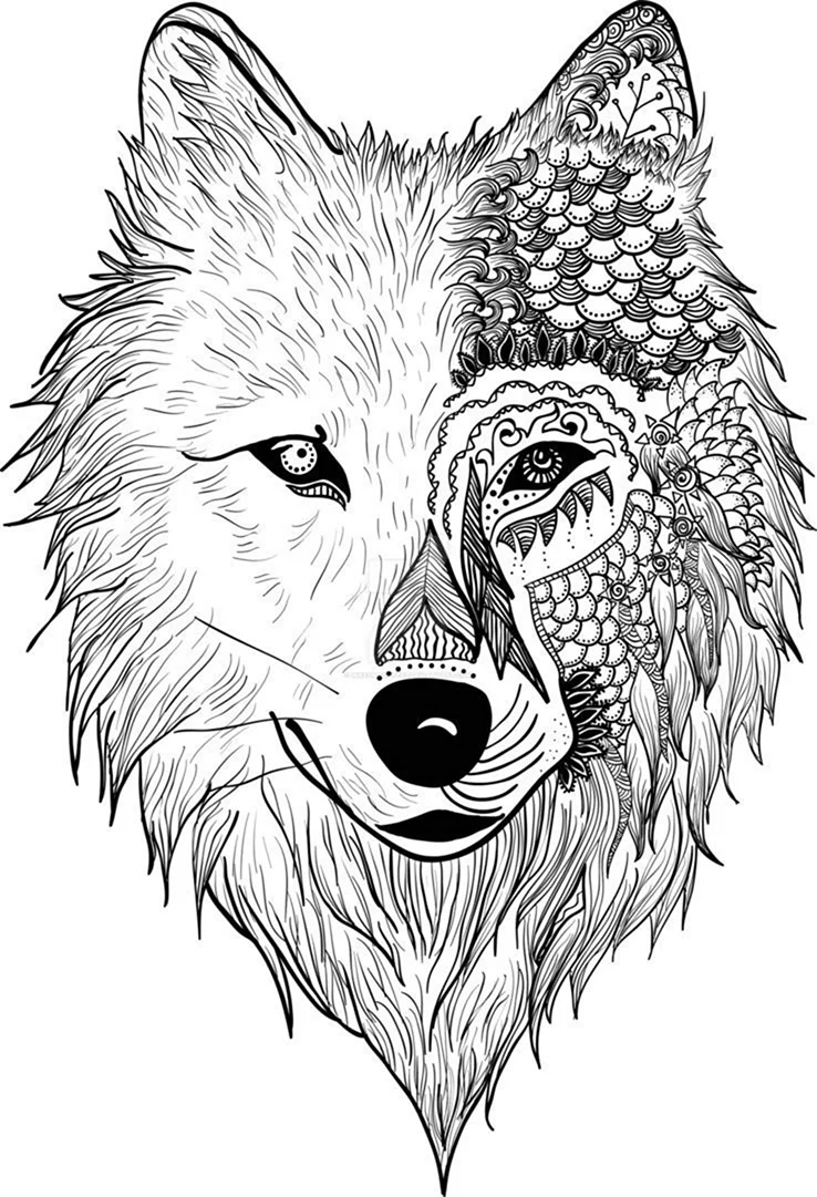 Зентангл волк