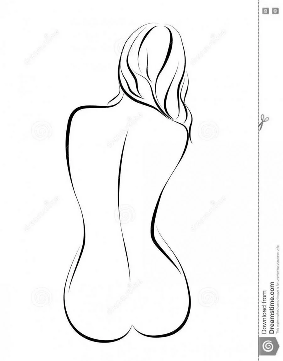 Женское тело в профиль контур